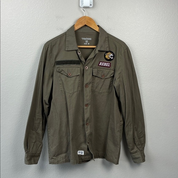 Terranova TRN1961 Rebel Camicia Military Shacket Patches Green Blouse Jacket M - Picture 3 of 10